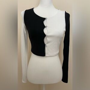 NWOT MOTEL ROCKS - white and black long-sleeve going out top - size medium